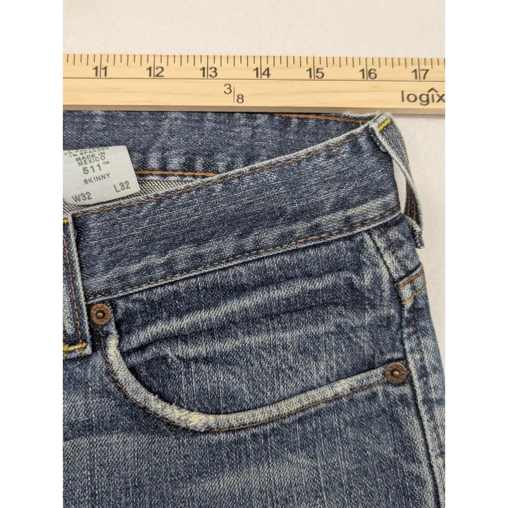 Levis 511 Skinny Jeans Mens 32x32 Vintage Made in Mexico Stretch Denim Low Rise